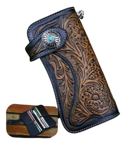 Billetera Men's Retro Carved - A Pedido_exkarg Marrón