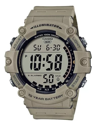 Reloj Casio Date Indicator Tan Resin - A Pedido_exkarg Caqui Gris Claro