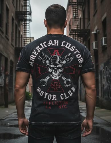 Remera Affliction American Customs - A Pedido_exkarg Gris 38