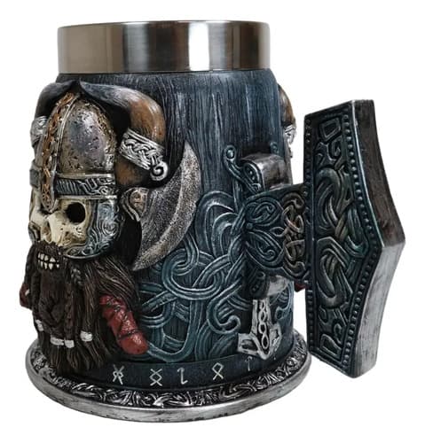 Taza De Cafe Gothic Viking Horned Warrior - A Pedido_exkarg Azul