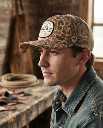 Gorra Ariat Mens Ariat Logo Patch Duck - A Pedido Marrón M