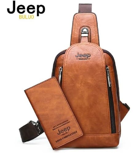 Mochila Cruzada Jeep Original Men Leather - A Pedido_exkarg Negro