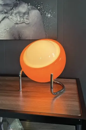 Lampara De Mesa Bauhaus Mcm Style Bedside - A Pedido Naranja