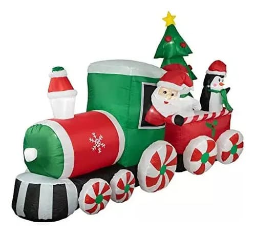Papa Noel Inflable En Tren - A Pedido_exkarg Rojo