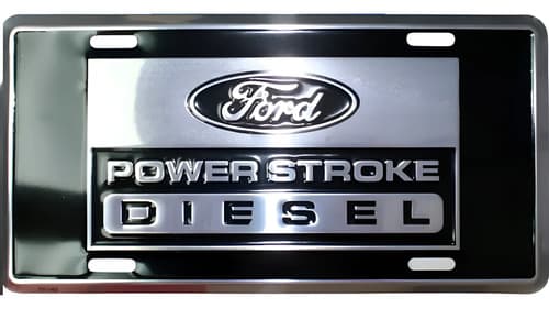 Porta Patentes Ford Powerstroke - A Pedido_exkarg Plateado