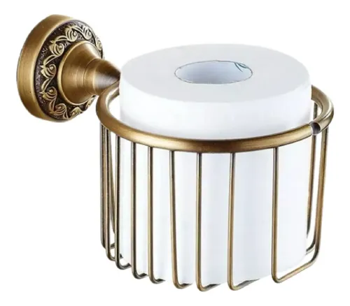 Porta Rollo Papel Higienico Brass Carved - A Pedido_exkarg Dorado