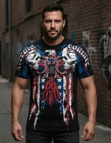 Remera Affliction Men's Patriot Black - A Pedido_exkarg Negro M