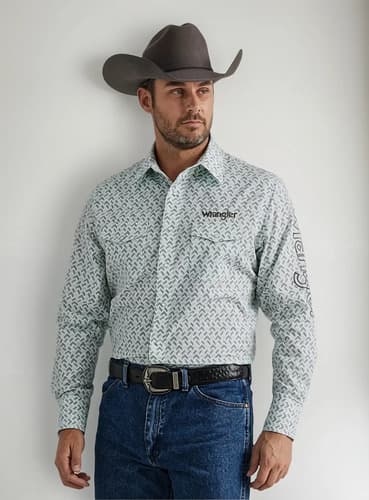 Camisa Wrangler Men's Geo - A Pedido_exkarg Blanco S