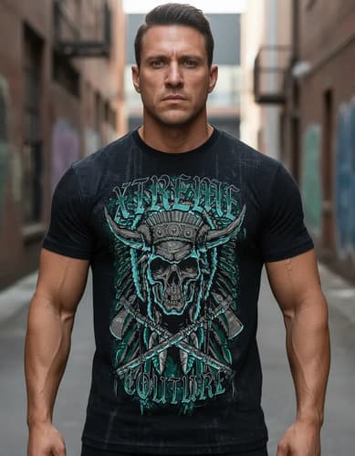 Remera Affliction Men's Wanderer Skull - A Pedido_exkarg Negro M