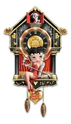 Reloj Cucu The Bradford Exchange Betty Boop - A Pedido Negro Negro Con Detalles Dorados