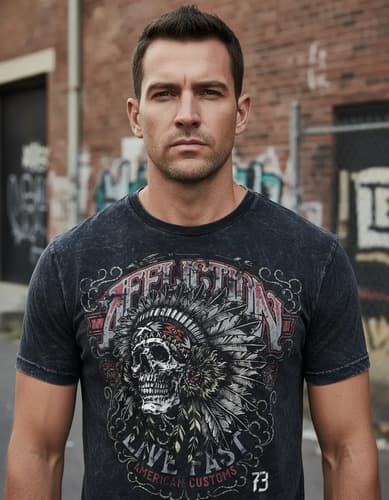 Remera Affliction Iroquois Black - A Pedido_exkarg Negro 38