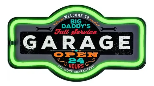Cartel Big Daddy's Garage Neon Led - A Pedido_exkarg X