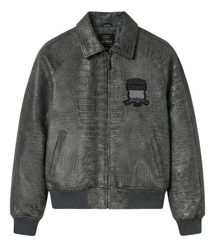 Campera Men's Avirex Distressed Crocodile - A Pedido Negro 38