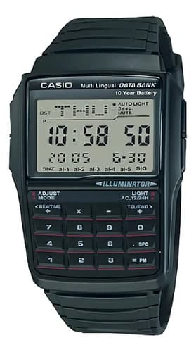 Reloj Casio Dbc32 Negro Vintage Data Bank Calculadora Gris