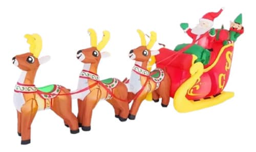 Papa Noel Inflable Con 3 Renos Y Trineo - A Pedido_exkarg Rojo
